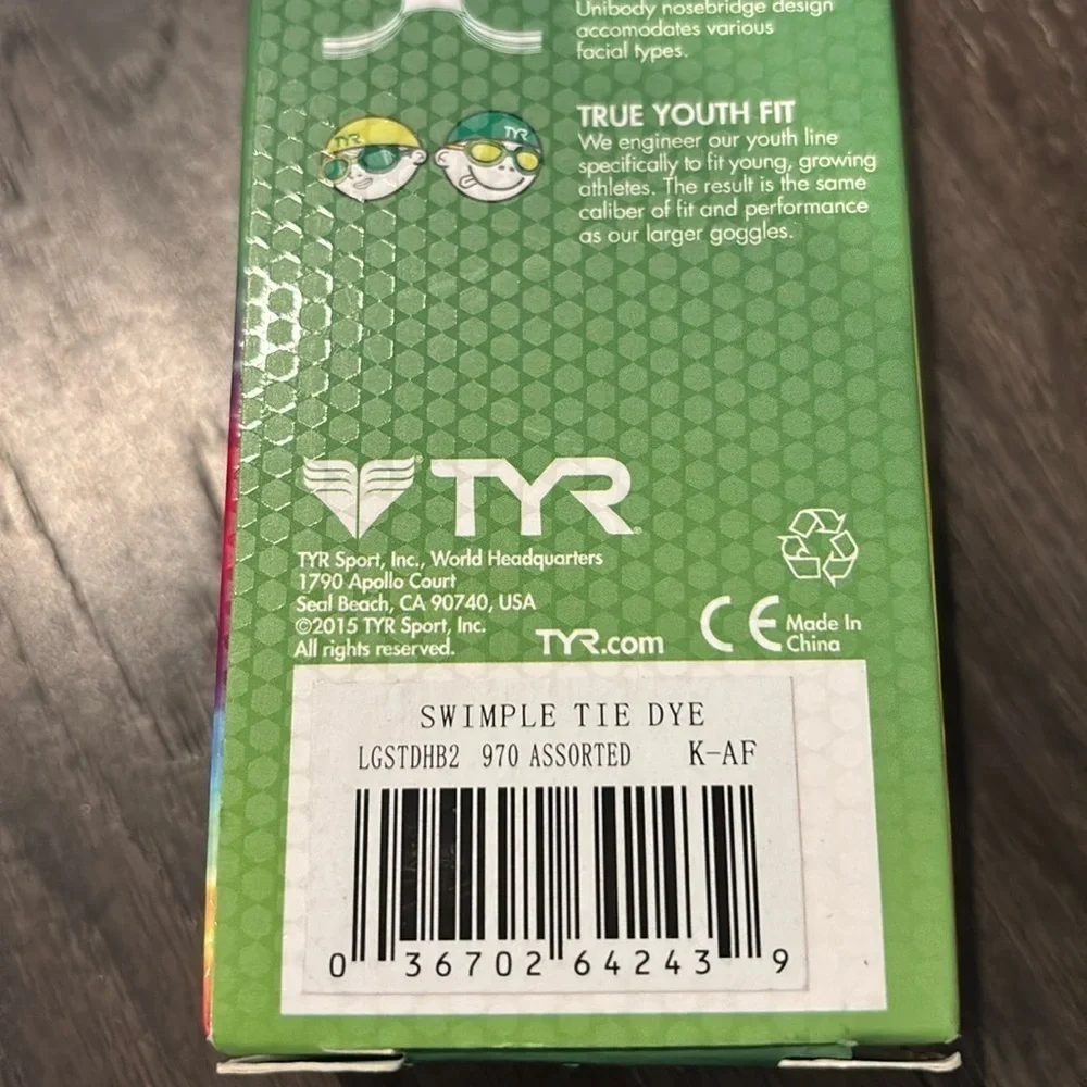 TYR Swim Goggle Swimple Tie-Dye,UVA/UVB protection,anti fog,easy adjustment